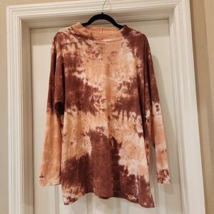 Free People Oversize Long Sleeve Tie Dye Shirt Size Medium NWT